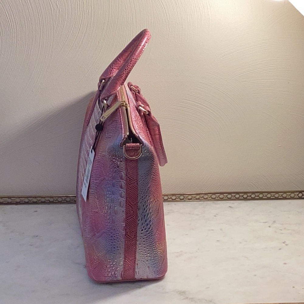 Brahmin Pink and Purple Satchel with Crocodile Texture - Picture 6 of 15